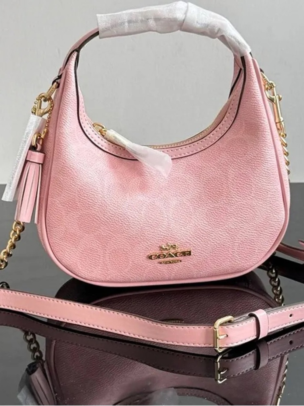 NWT Coach Mini Carmen Light Pink Signature Handbag in Powder Pink - Picture 7 of 7